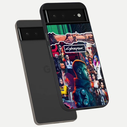  CYBERPUNK Legacy phone case For Google Pixel 6A showing premium glass back cover with detailed artwork