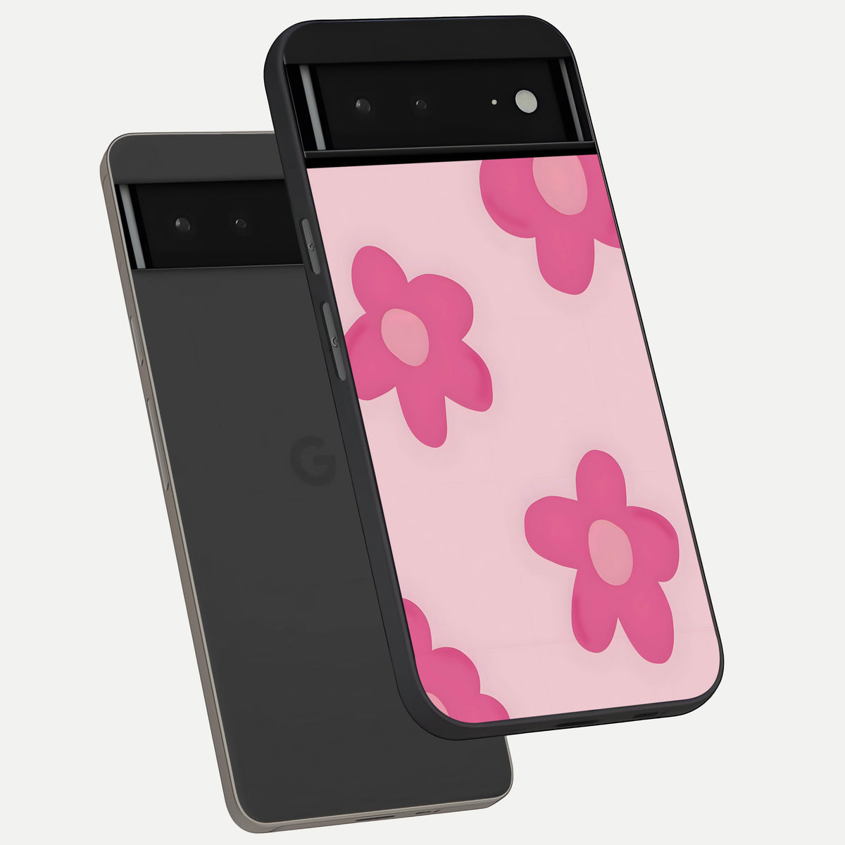  Candy Bloom Dreams phone case For Google Pixel 6A showing premium glass back cover with detailed artwork
