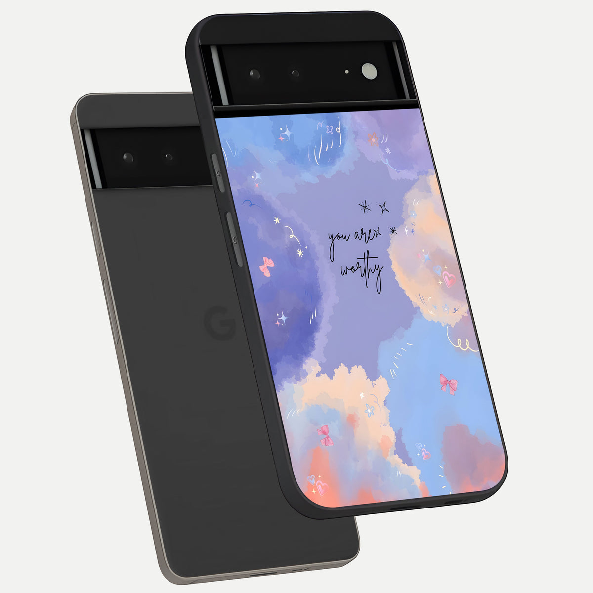  Celestial Cloud Magic phone case For Google Pixel 6A showing premium glass back cover with detailed artwork