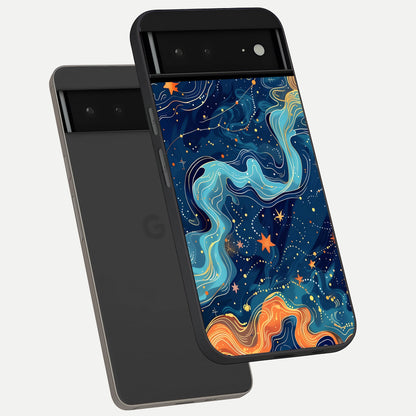  Celestial Dream Flow phone case For Google Pixel 6A showing premium glass back cover with detailed artwork