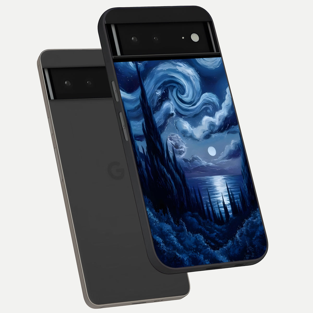  Celestial Dream Van Gogh phone case For Google Pixel 6A showing premium glass back cover with detailed artwork