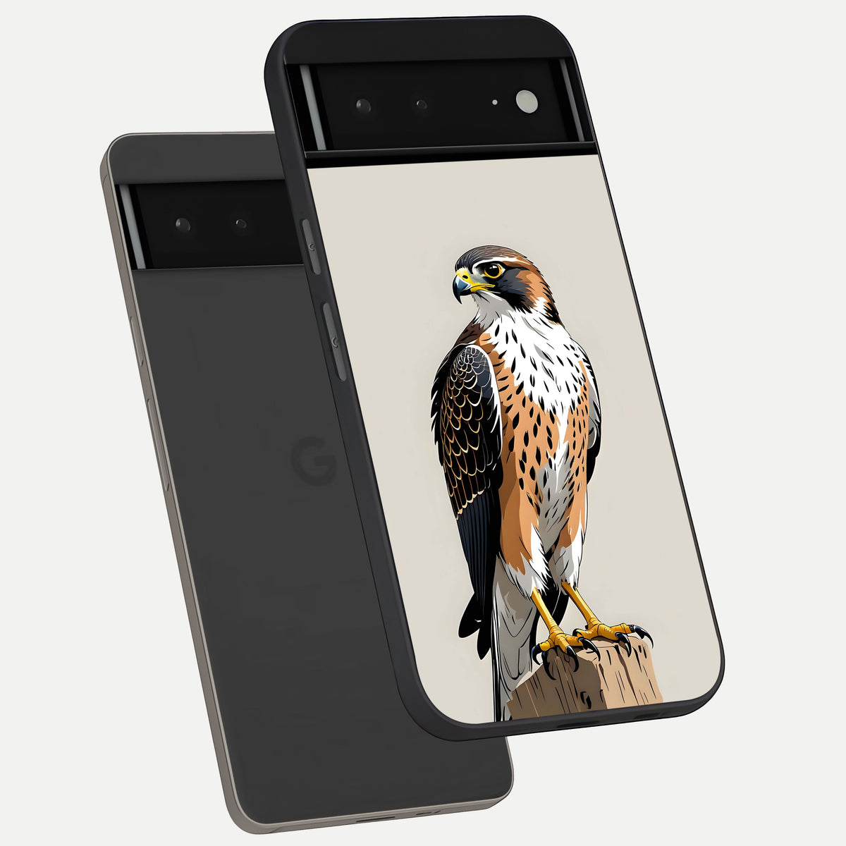  Clever Eagle phone case For Google Pixel 6A showing premium glass back cover with detailed artwork