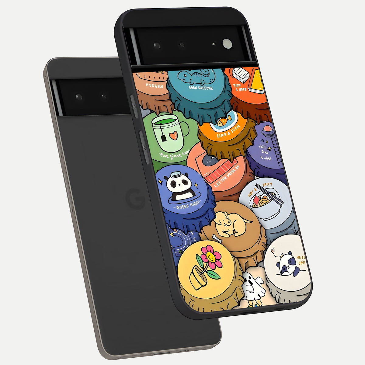  Coins Patterns phone case For Google Pixel 6A showing premium glass back cover with detailed artwork