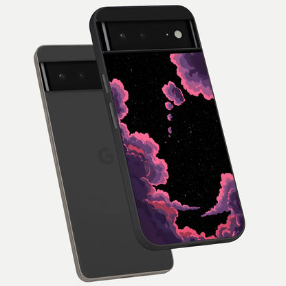  Cosmic Cloud Journey phone case For Google Pixel 6A showing premium glass back cover with detailed artwork