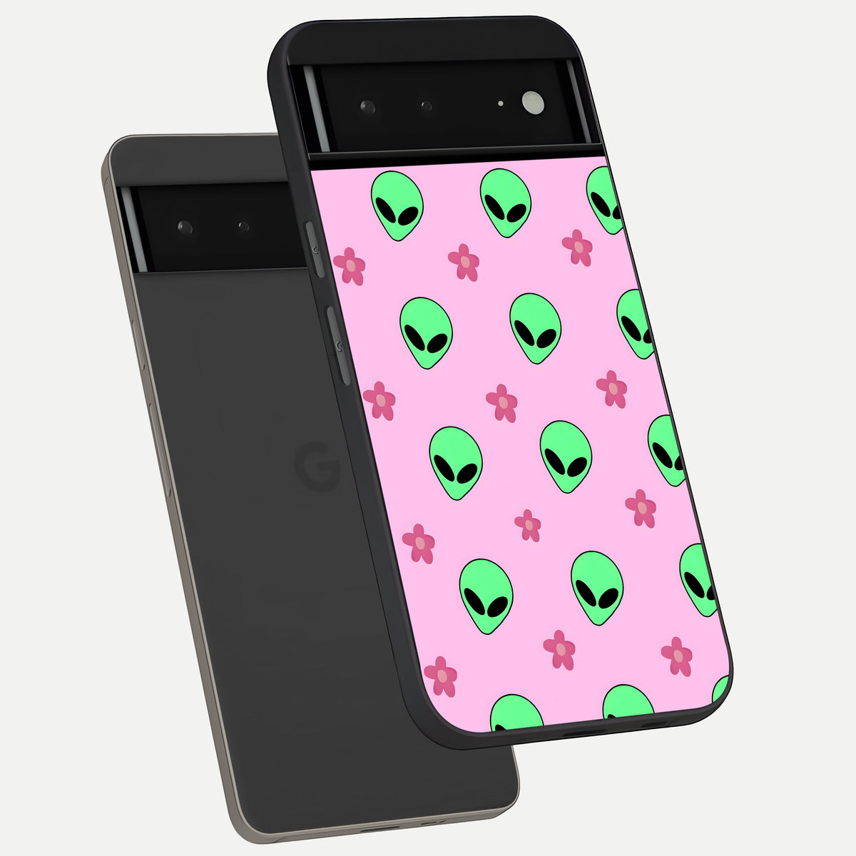  Cosmic Cute Crush phone case For Google Pixel 6A showing premium glass back cover with detailed artwork