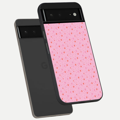  Cosmic Pink Sparkle phone case For Google Pixel 6A showing premium glass back cover with detailed artwork