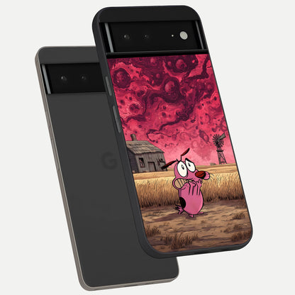  Courage Under Sky phone case For Google Pixel 6A showing premium glass back cover with detailed artwork