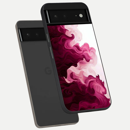  Crimson Wave Flow phone case For Google Pixel 6A showing premium glass back cover with detailed artwork
