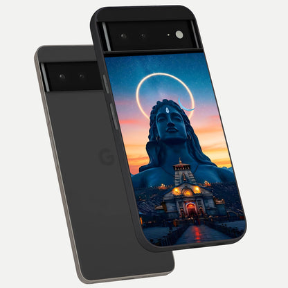  Eternal Shiva Aura phone case For Google Pixel 6A showing premium glass back cover with detailed artwork