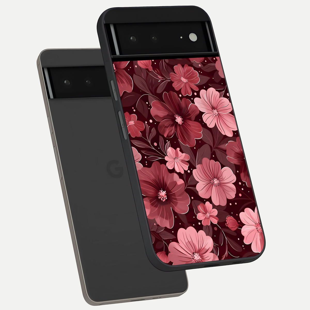  Flower Blush Bloom phone case For Google Pixel 6A showing premium glass back cover with detailed artwork