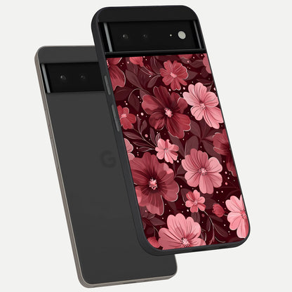  Flower Blush Bloom phone case For Google Pixel 6A showing premium glass back cover with detailed artwork