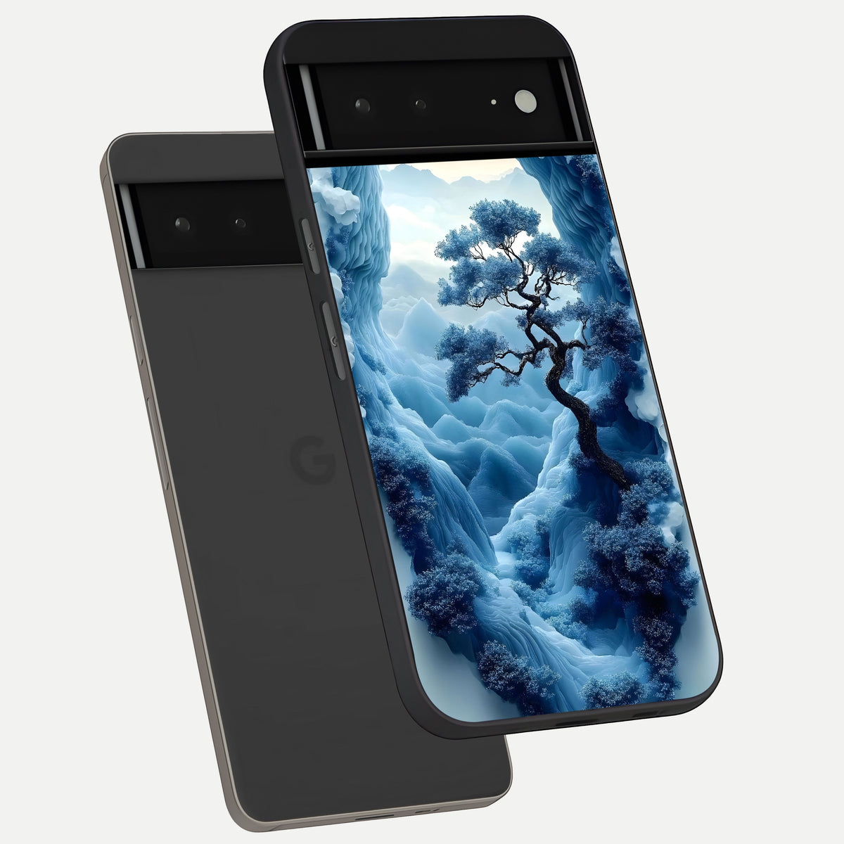  Frozen Serenity Gate phone case For Google Pixel 6A showing premium glass back cover with detailed artwork