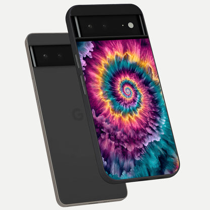  Galactic Spiral Burst phone case For Google Pixel 6A showing premium glass back cover with detailed artwork