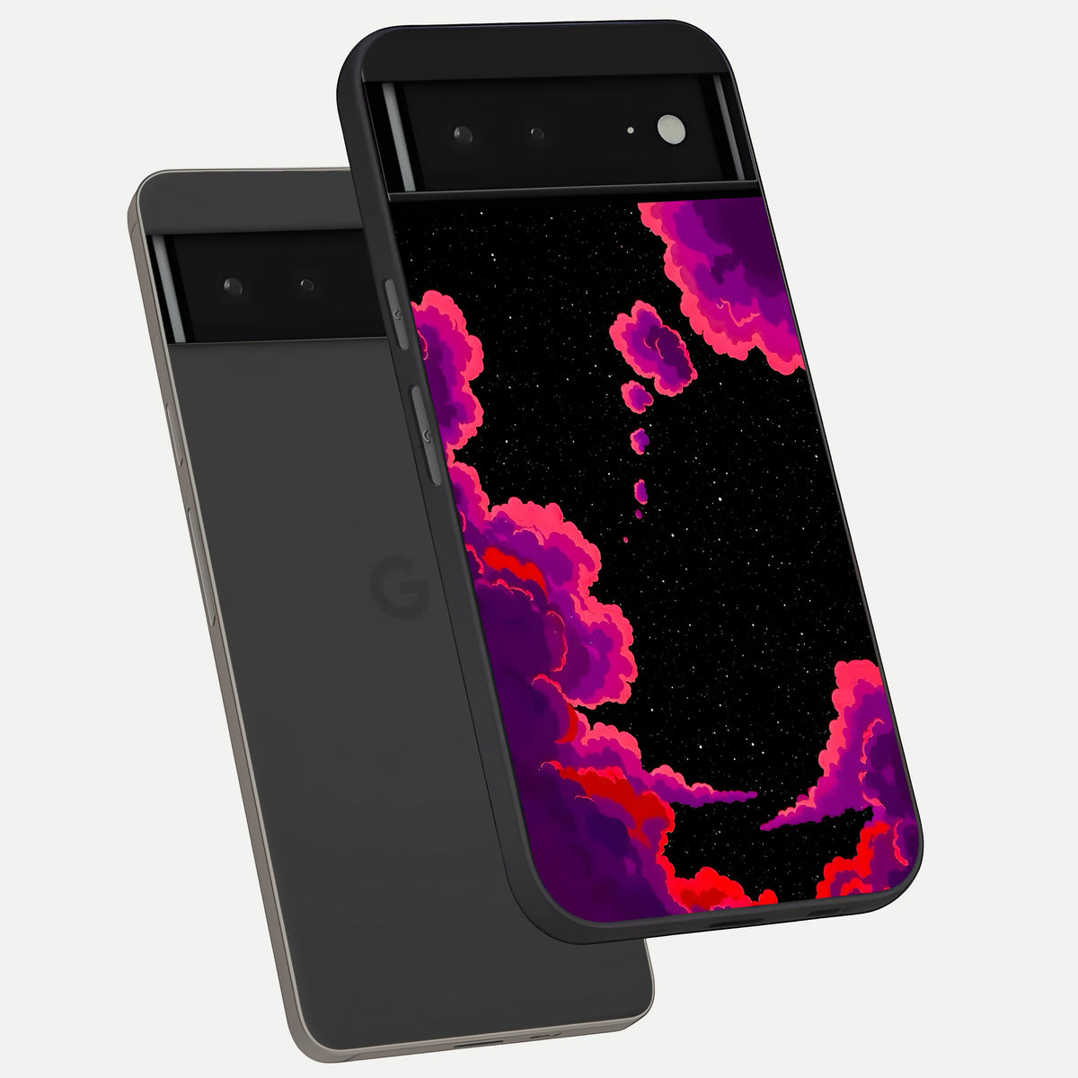  Galaxy Dream Frame phone case For Google Pixel 6A showing premium glass back cover with detailed artwork