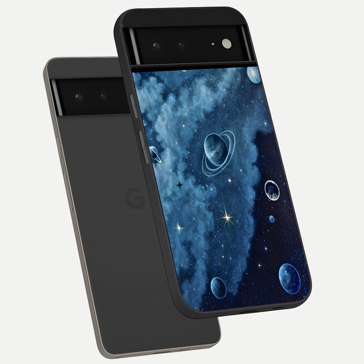  Galaxy Dream Space phone case For Google Pixel 6A showing premium glass back cover with detailed artwork