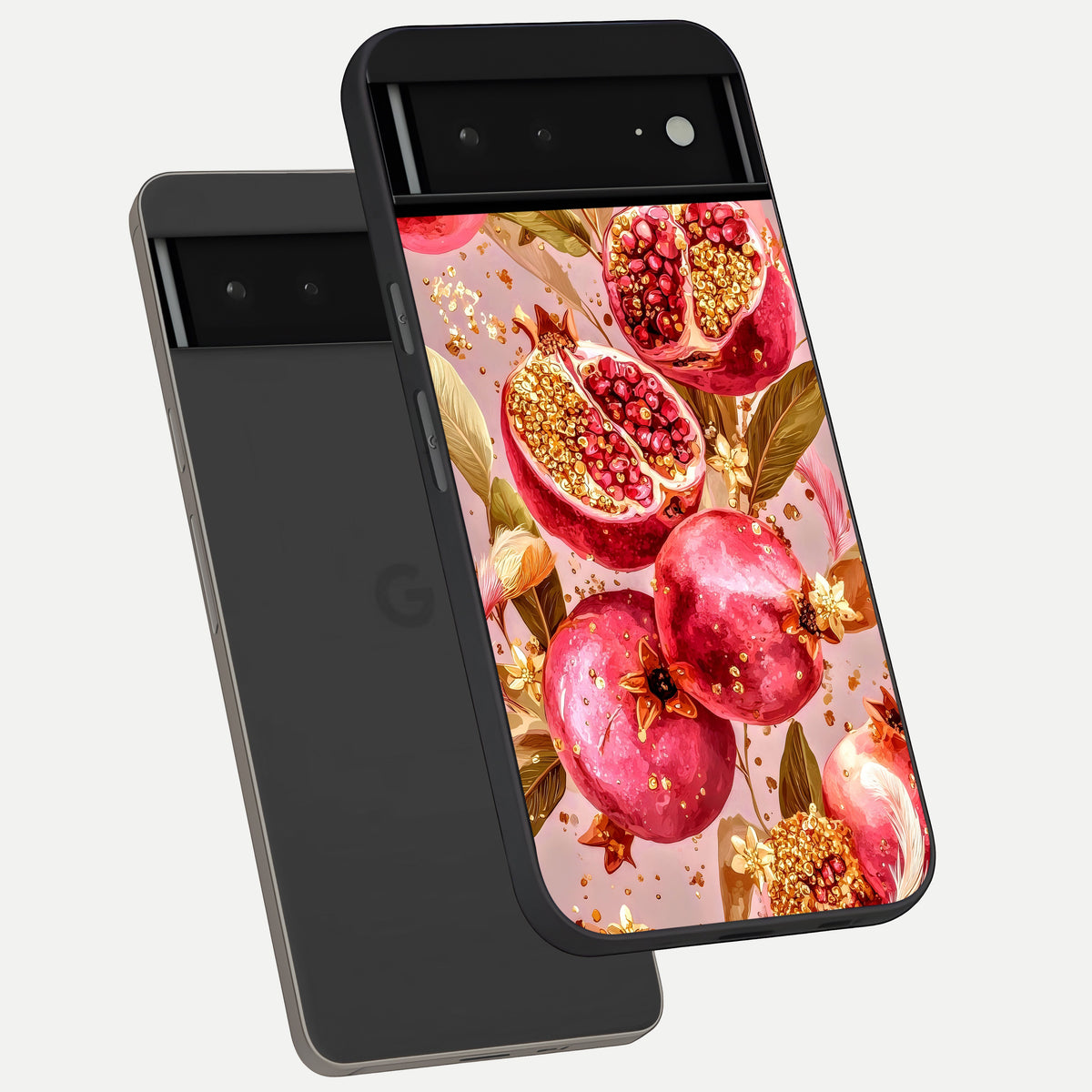  Golden Bloom Glow phone case For Google Pixel 6A showing premium glass back cover with detailed artwork