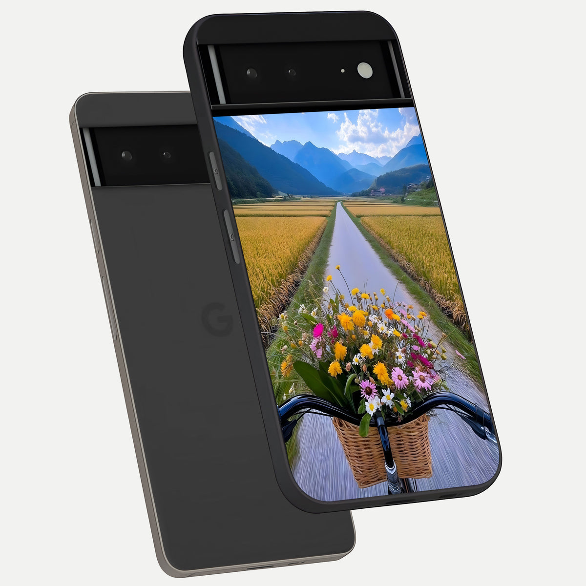  Golden Field Journey phone case For Google Pixel 6A showing premium glass back cover with detailed artwork