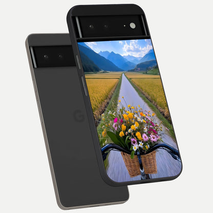  Golden Field Journey phone case For Google Pixel 6A showing premium glass back cover with detailed artwork