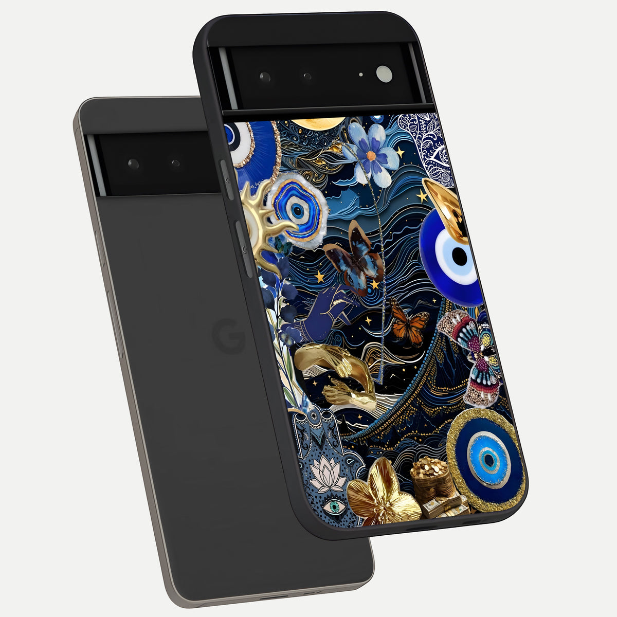  Golden Moon Magic phone case For Google Pixel 6A showing premium glass back cover with detailed artwork