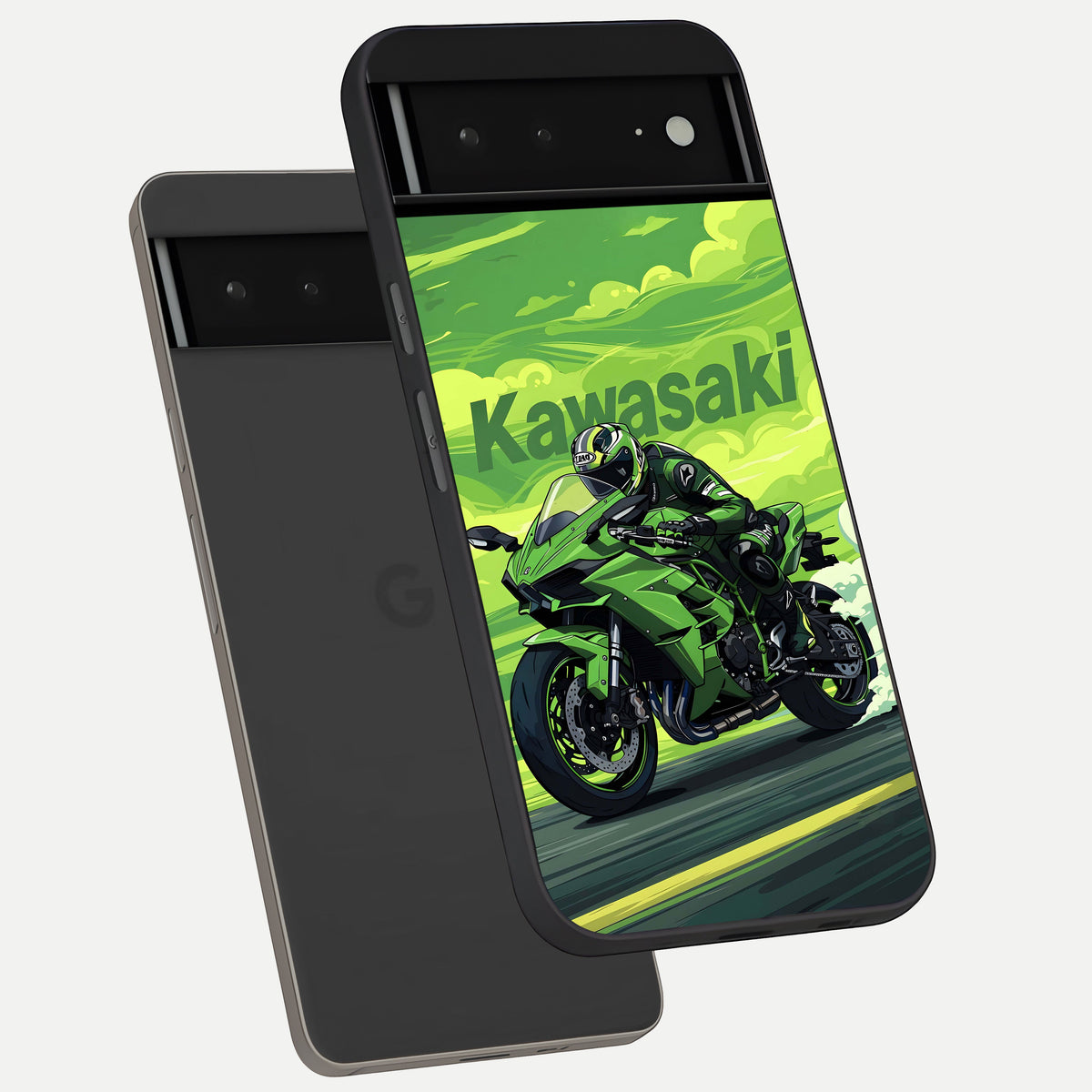  Greenery Sky phone case For Google Pixel 6A showing premium glass back cover with detailed artwork