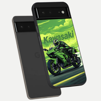  Greenery Sky phone case For Google Pixel 6A showing premium glass back cover with detailed artwork