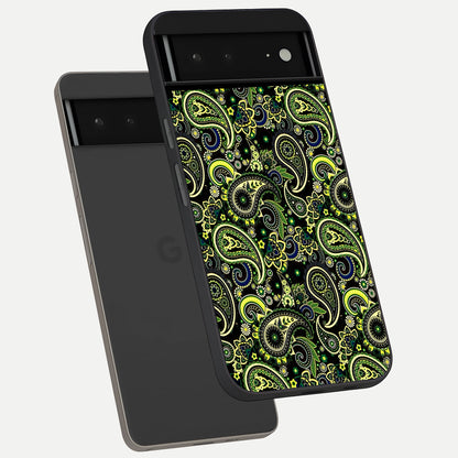  Green Lemon phone case For Google Pixel 6A showing premium glass back cover with detailed artwork