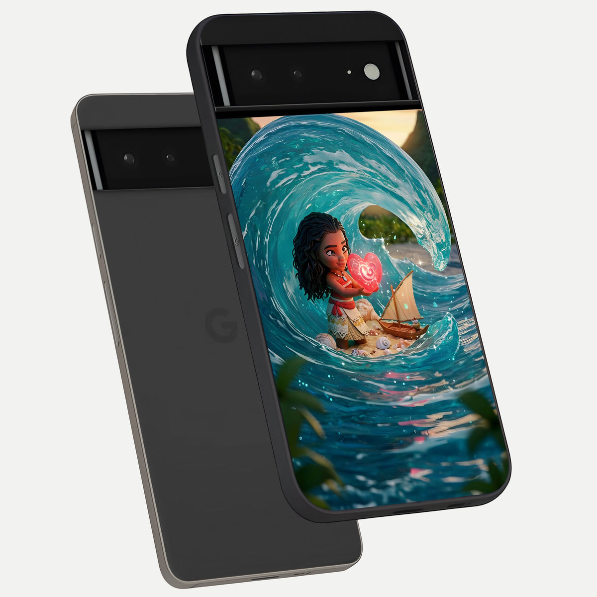  Heart of Ocean phone case For Google Pixel 6A showing premium glass back cover with detailed artwork