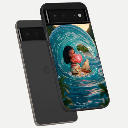  Heart of Ocean phone case For Google Pixel 6A showing premium glass back cover with detailed artwork