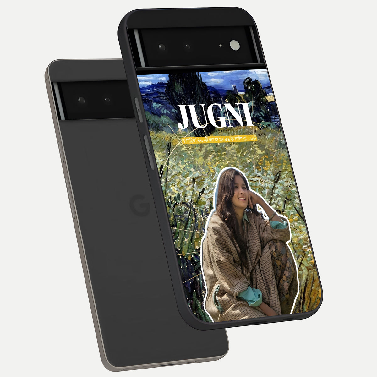  Jugni Soul Vibes phone case For Google Pixel 6A showing premium glass back cover with detailed artwork