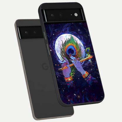  Krishna Hands Art phone case For Google Pixel 6A showing premium glass back cover with detailed artwork