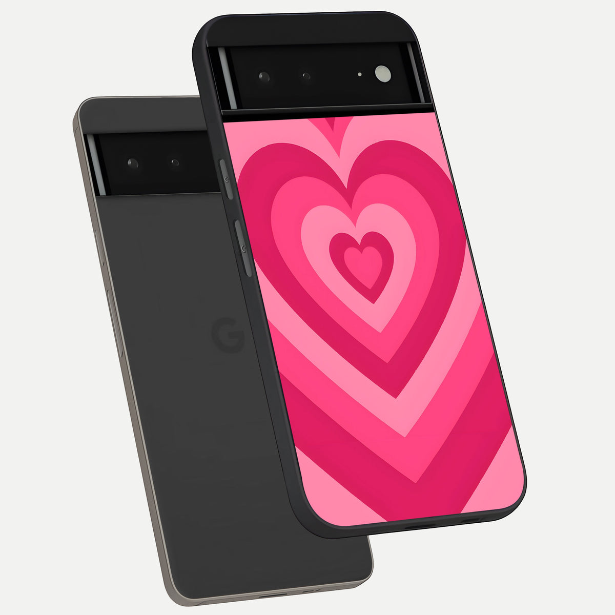  Layered Love Hearts phone case For Google Pixel 6A showing premium glass back cover with detailed artwork