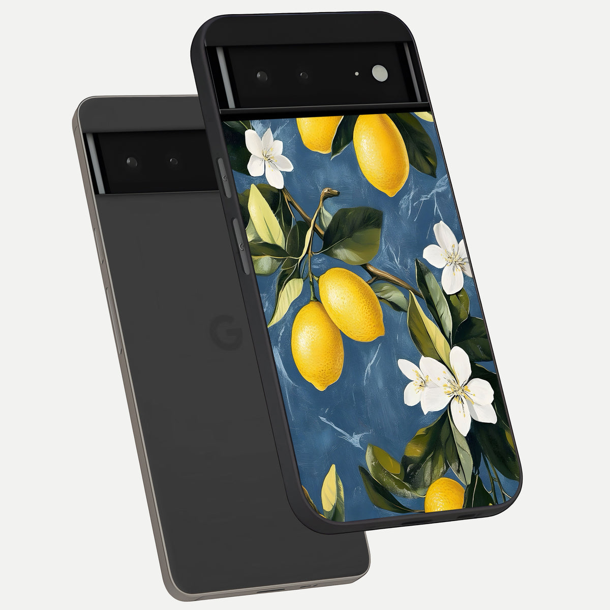  Lemon Dream Garden phone case For Google Pixel 6A showing premium glass back cover with detailed artwork