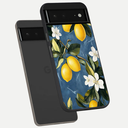  Lemon Dream Garden phone case For Google Pixel 6A showing premium glass back cover with detailed artwork