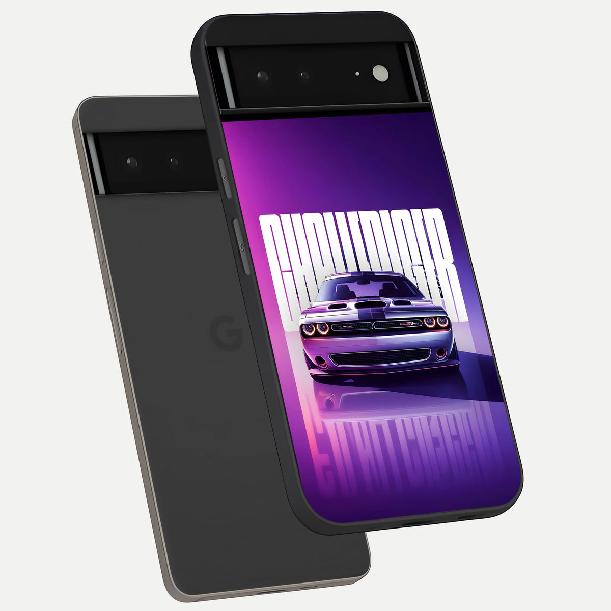  Midnight Muscle Ride phone case For Google Pixel 6A showing premium glass back cover with detailed artwork