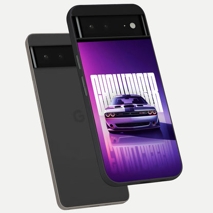  Midnight Muscle Ride phone case For Google Pixel 6A showing premium glass back cover with detailed artwork