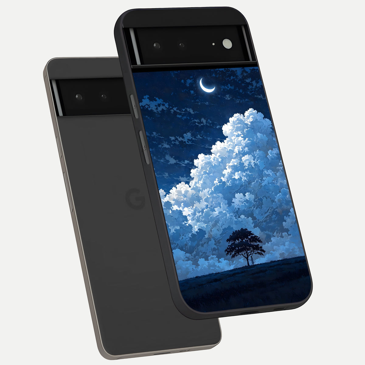 Midnight Sky Serenity phone case For Google Pixel 6A showing premium glass back cover with detailed artwork