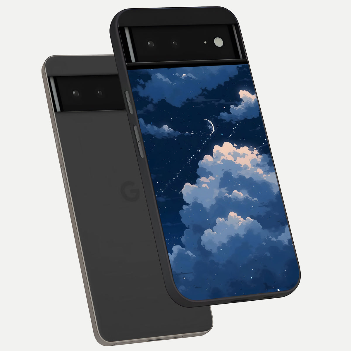  Moon Dream Haze phone case For Google Pixel 6A showing premium glass back cover with detailed artwork