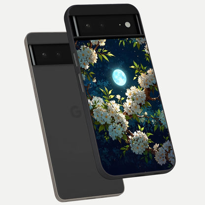  Moonlit Blossom Dream phone case For Google Pixel 6A showing premium glass back cover with detailed artwork