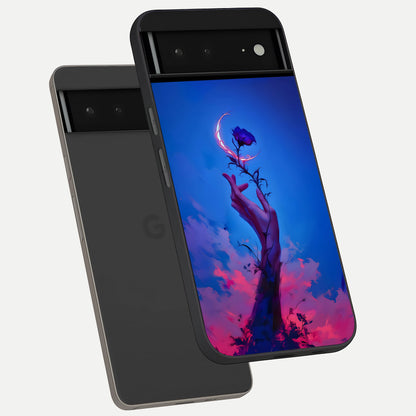 Mystic Hand phone case For Google Pixel 6A showing premium glass back cover with detailed artwork