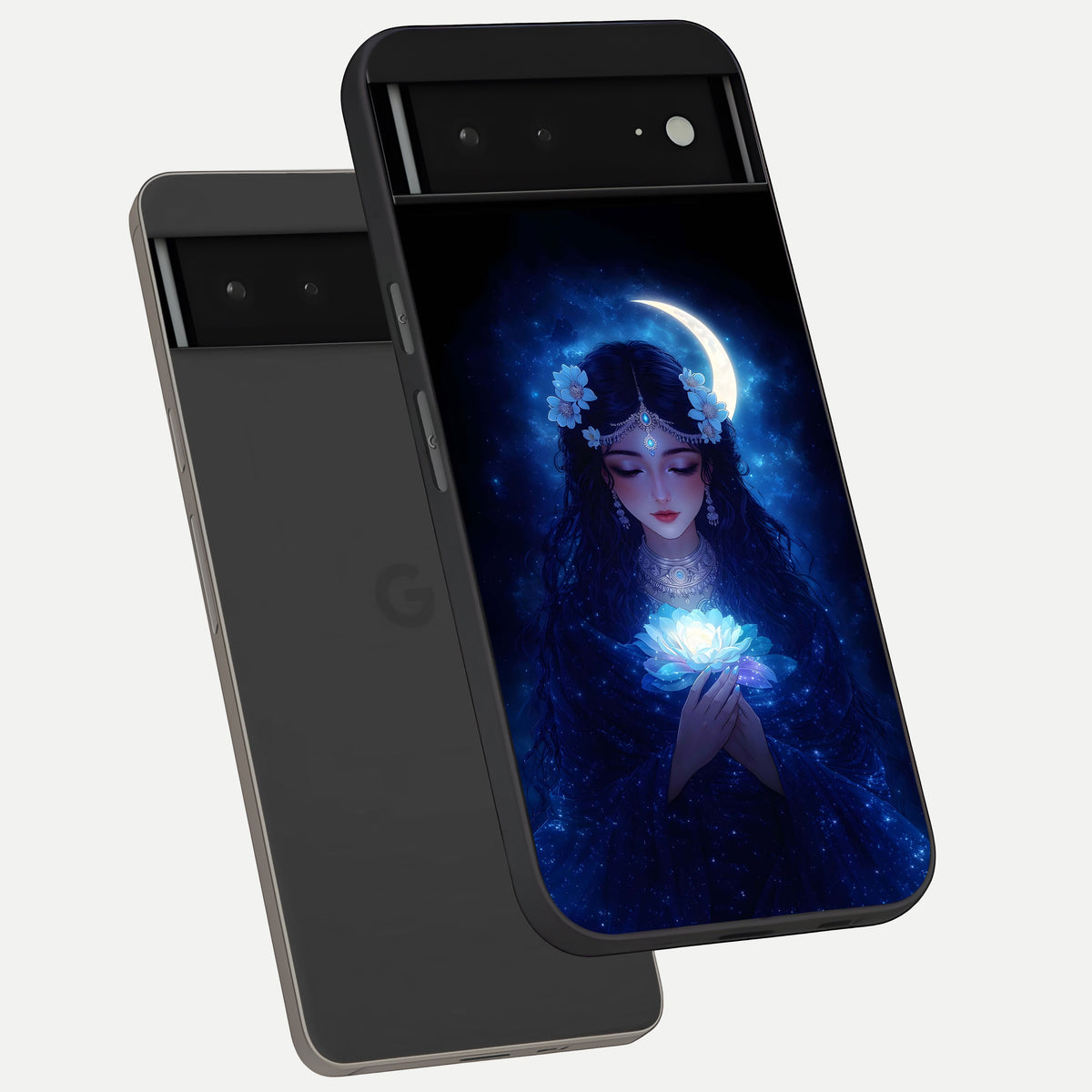  Mystic Moon Queen phone case For Google Pixel 6A showing premium glass back cover with detailed artwork
