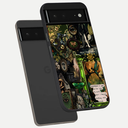  Mystic Woods Secret phone case For Google Pixel 6A showing premium glass back cover with detailed artwork