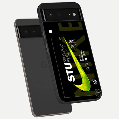  Neon Street Edition phone case For Google Pixel 6A showing premium glass back cover with detailed artwork