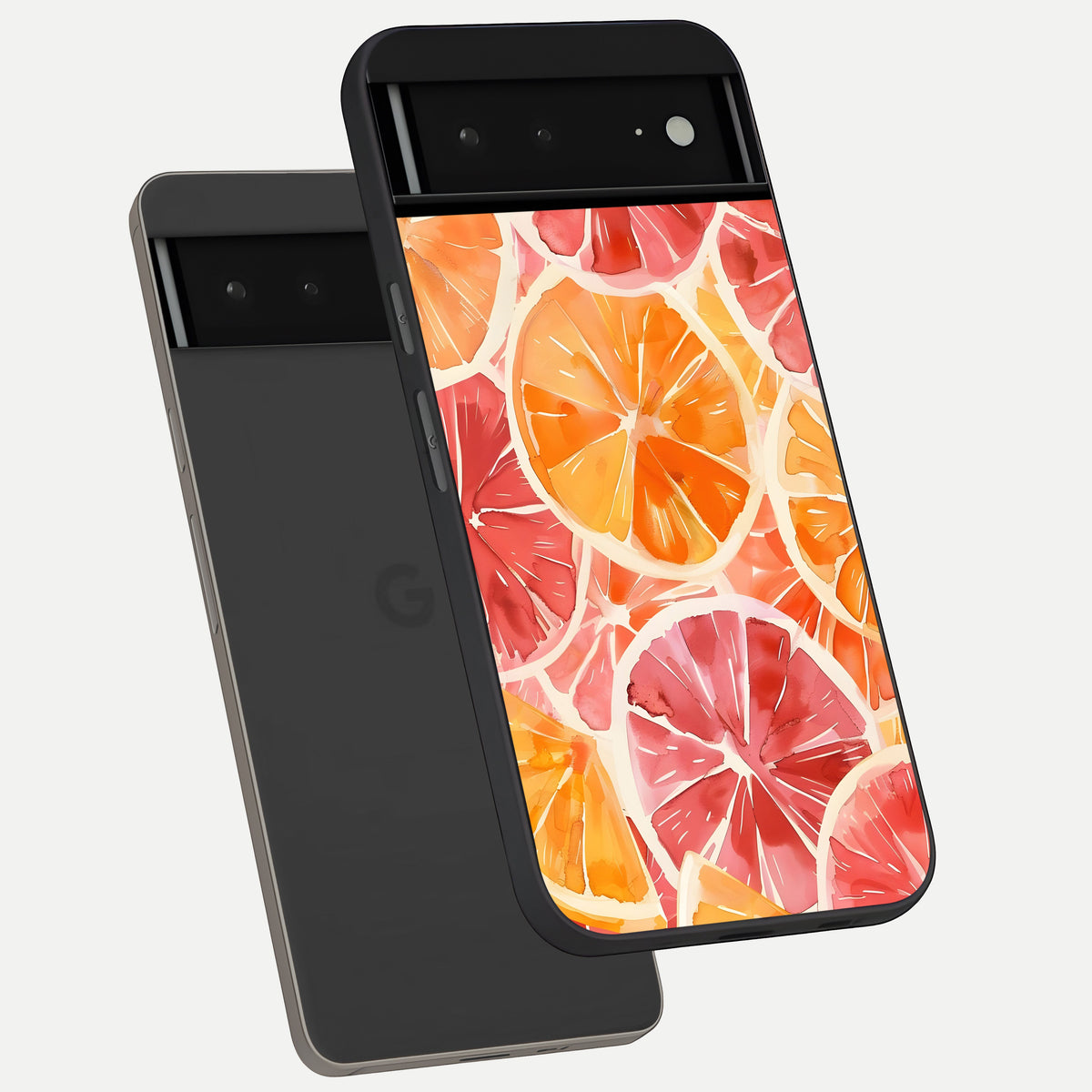  Orange Fruits Pattern phone case For Google Pixel 6A showing premium glass back cover with detailed artwork