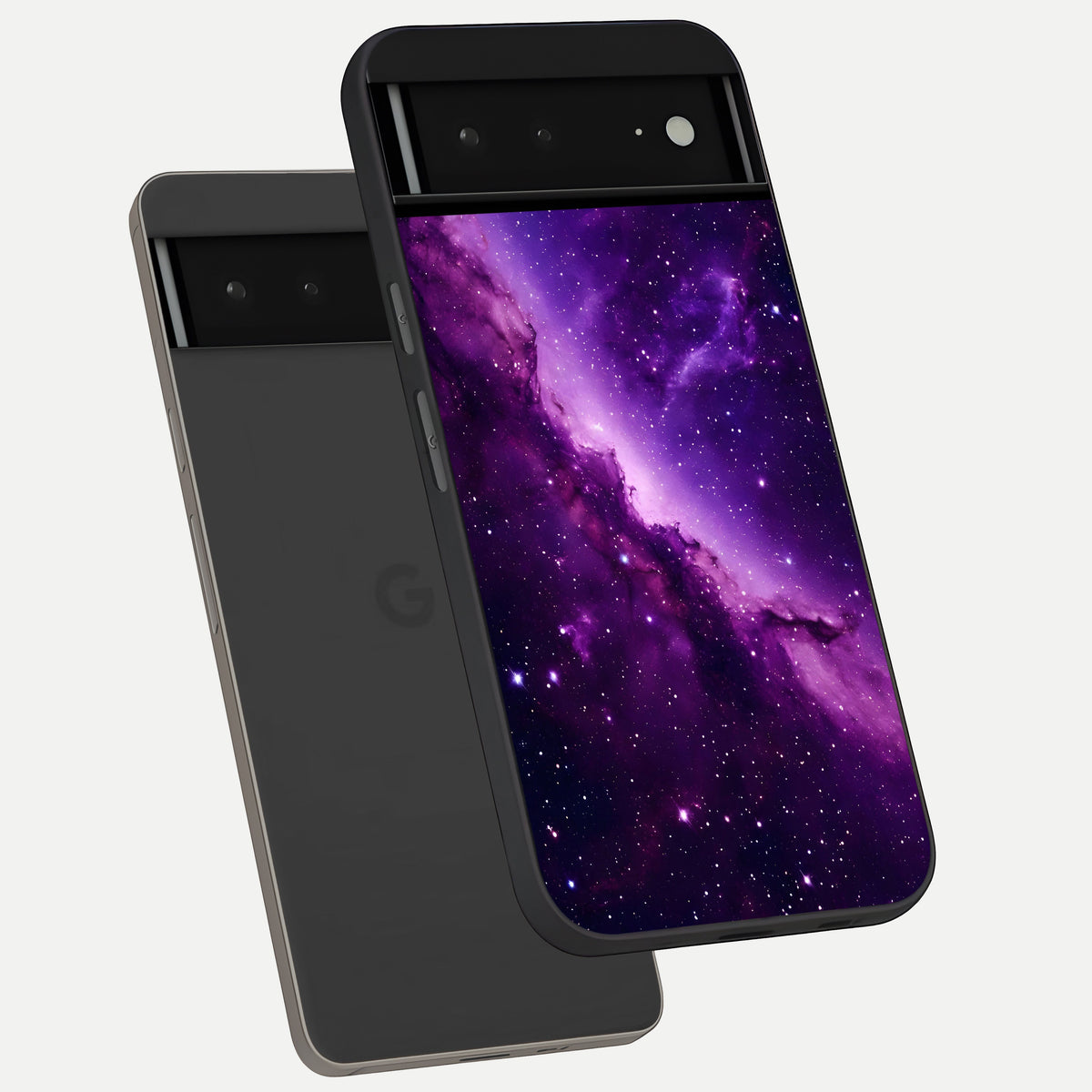  Purple Shade Sky phone case For Google Pixel 6A showing premium glass back cover with detailed artwork
