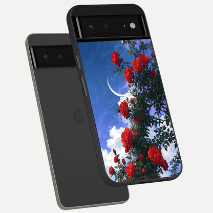  Rose Drift Flowers phone case For Google Pixel 6A showing premium glass back cover with detailed artwork