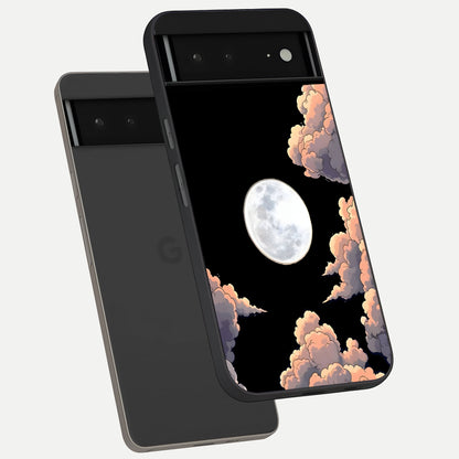  Shade Cloud Moon phone case For Google Pixel 6A showing premium glass back cover with detailed artwork