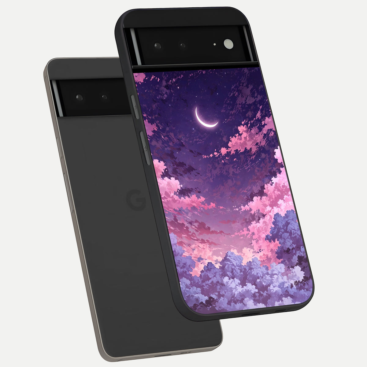  Sky Drift Clouds phone case For Google Pixel 6A showing premium glass back cover with detailed artwork