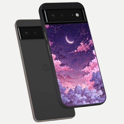  Sky Drift Clouds phone case For Google Pixel 6A showing premium glass back cover with detailed artwork