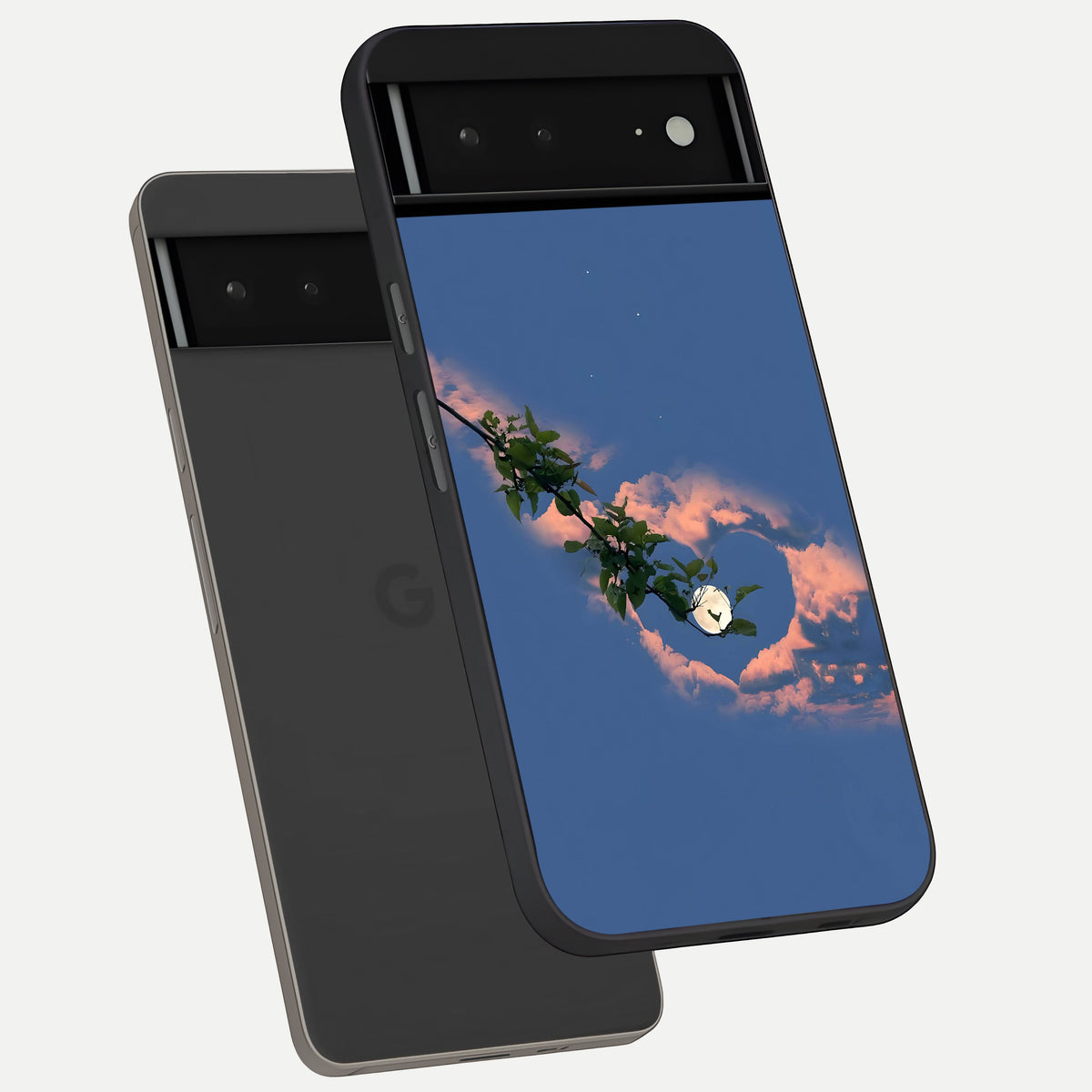  Sky Under Tree phone case For Google Pixel 6A showing premium glass back cover with detailed artwork