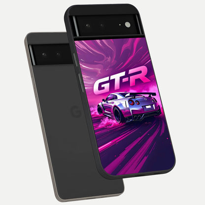  Speed Drift Legend phone case For Google Pixel 6A showing premium glass back cover with detailed artwork